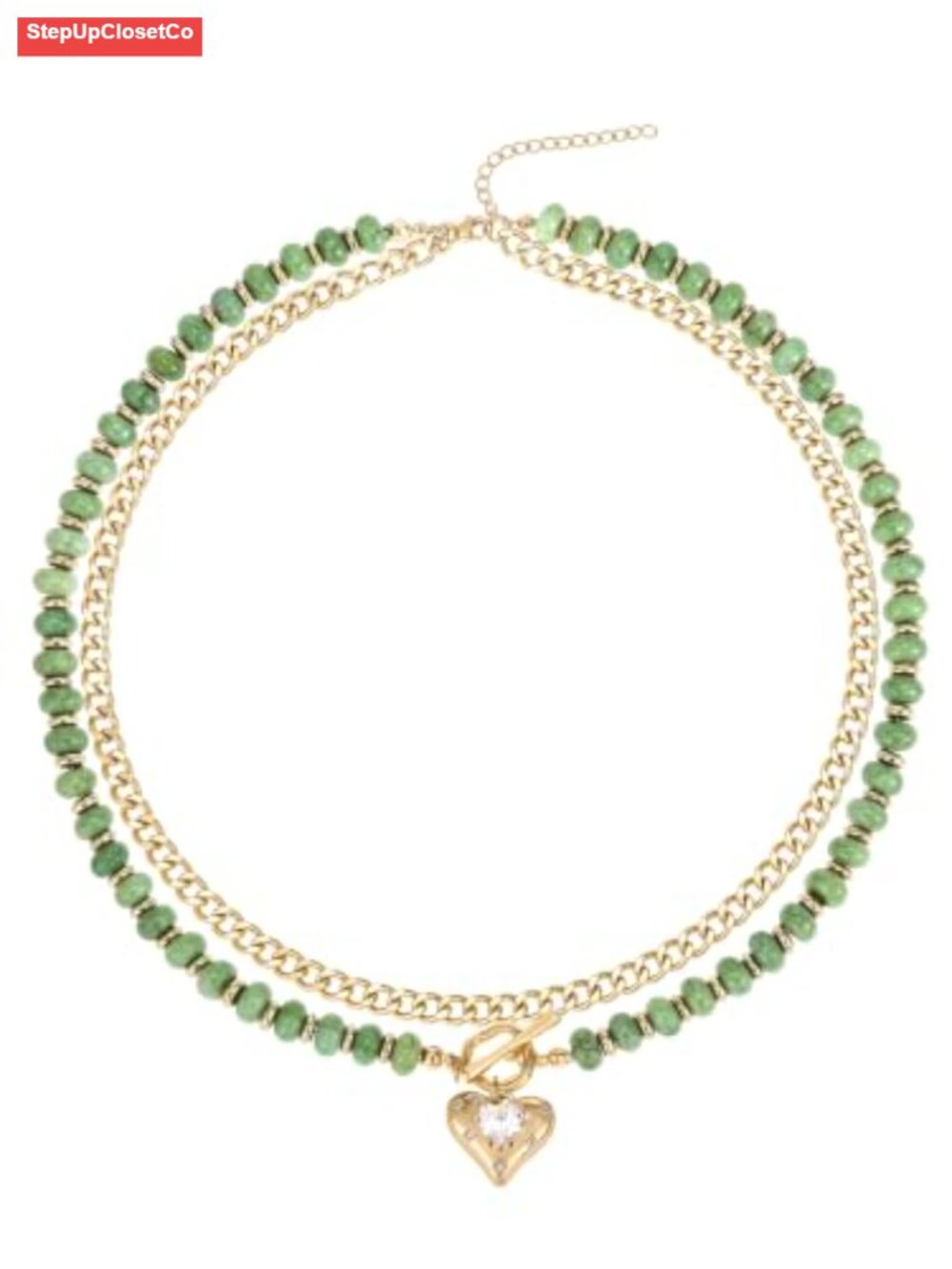 Layered Necklaces for Women 14K Gold Plated Heart Pendant Gemstone Choker Boho